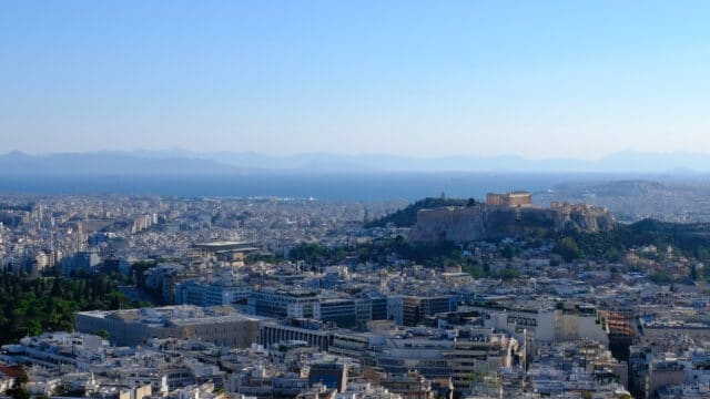 vue panoramique d'Athènes depuis le Lycabette
