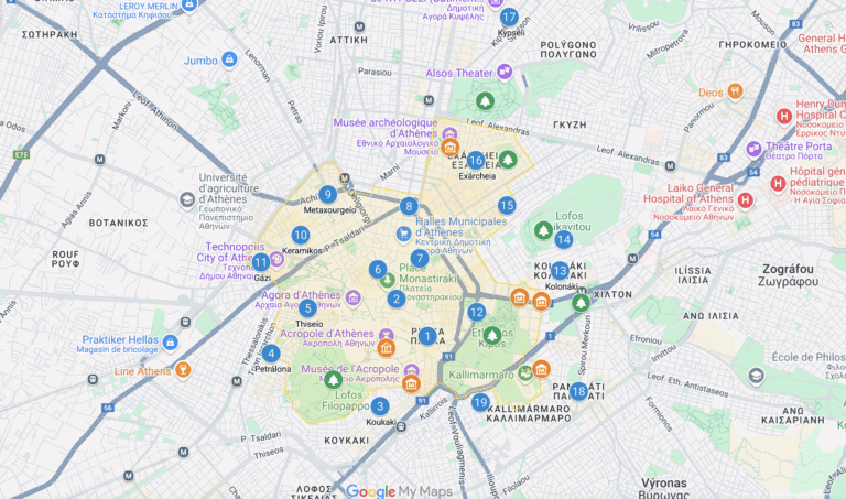 Les quartiers du centre historique d'Athènes