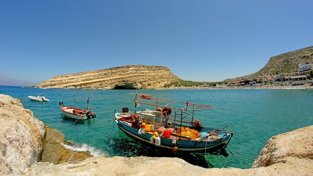 Crète - Vue sur le port de Matala