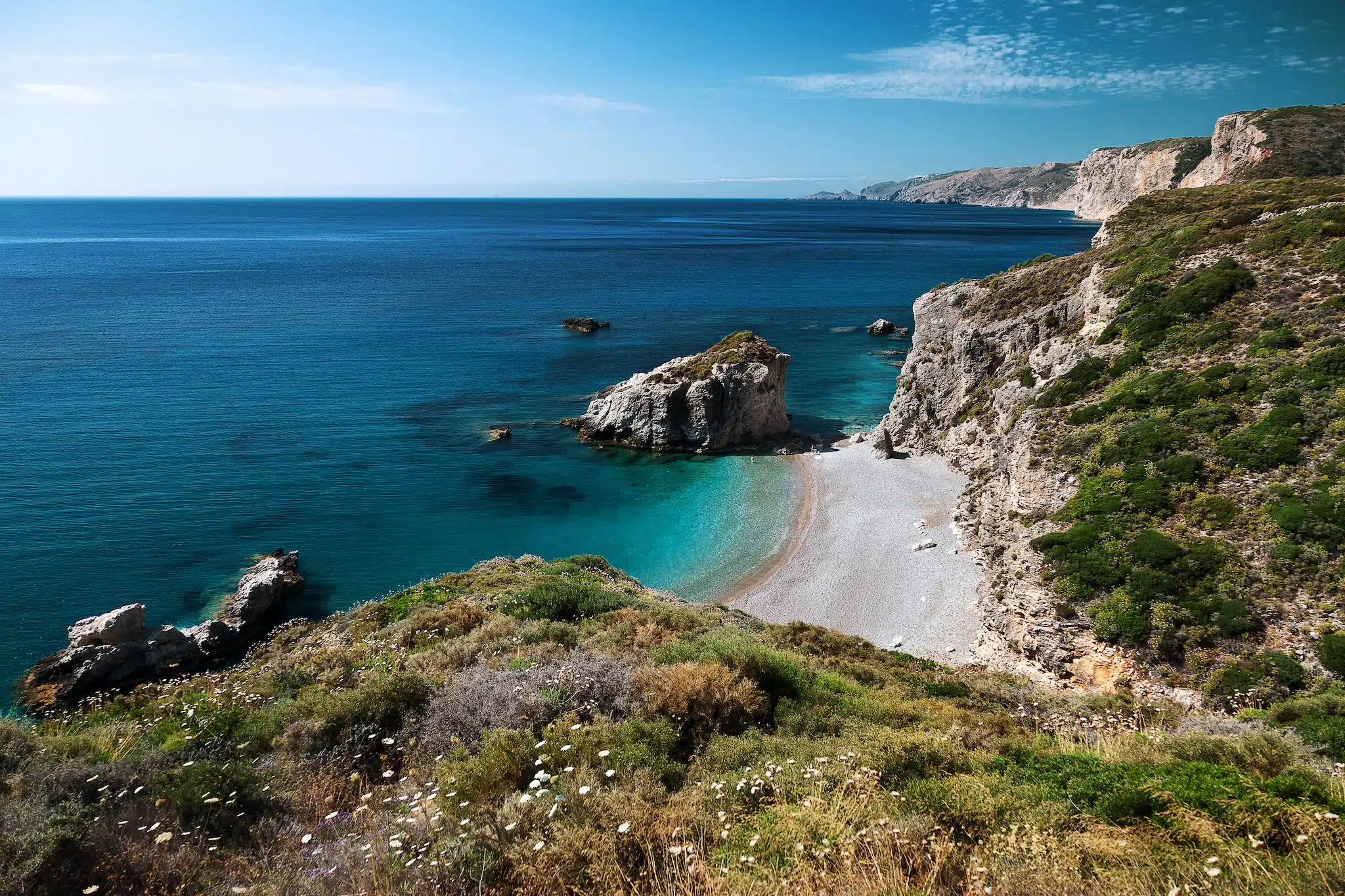 Cythère ou Kythira : La plage sauvage de Kaladi