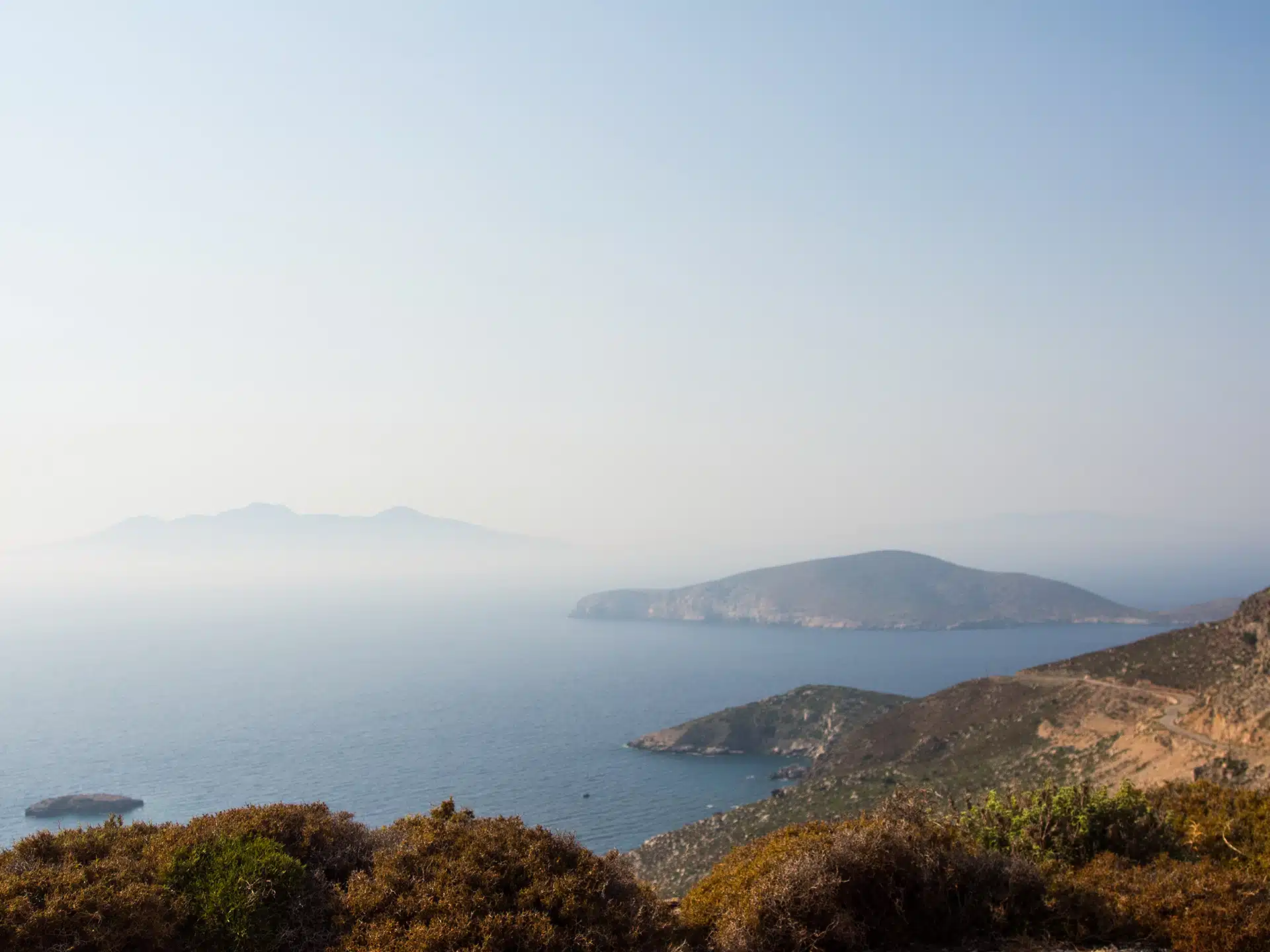 Vue de l'île de Tilos jusque l'ile de Nisyros