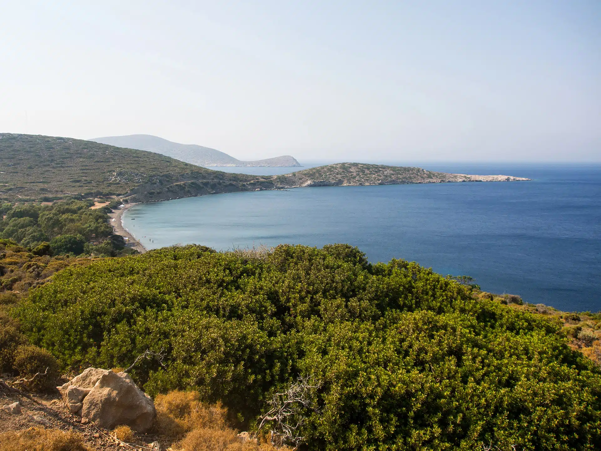 Ile de Tilos - vue aérienne de la plage de Plaka