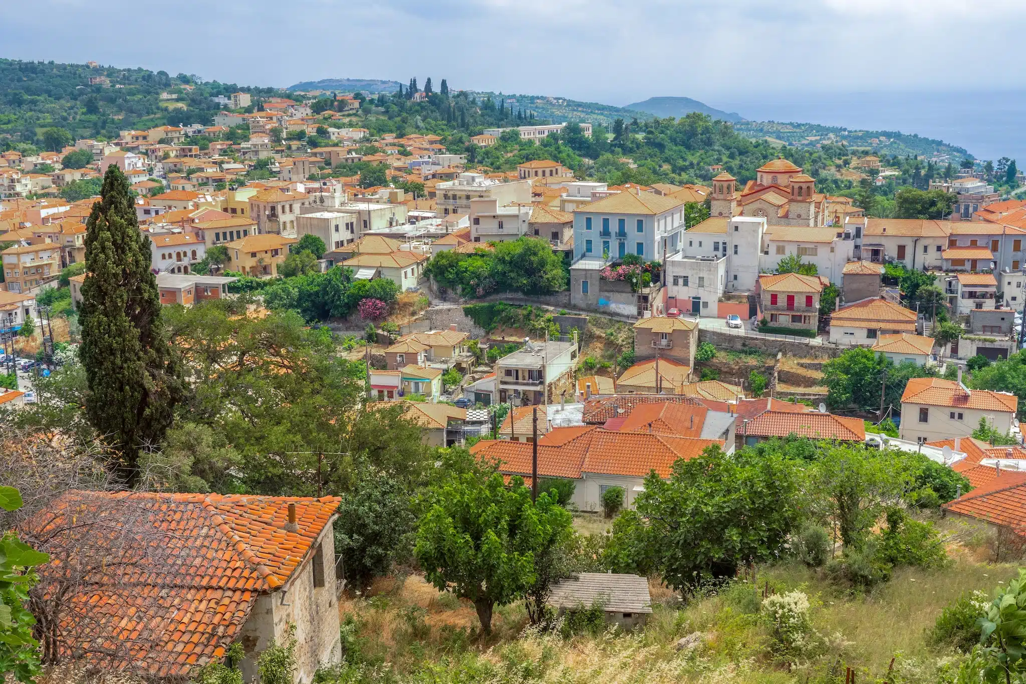 Eubee vue sur le village de Kymi, petit port pour les sporades sur la côte est de l'île