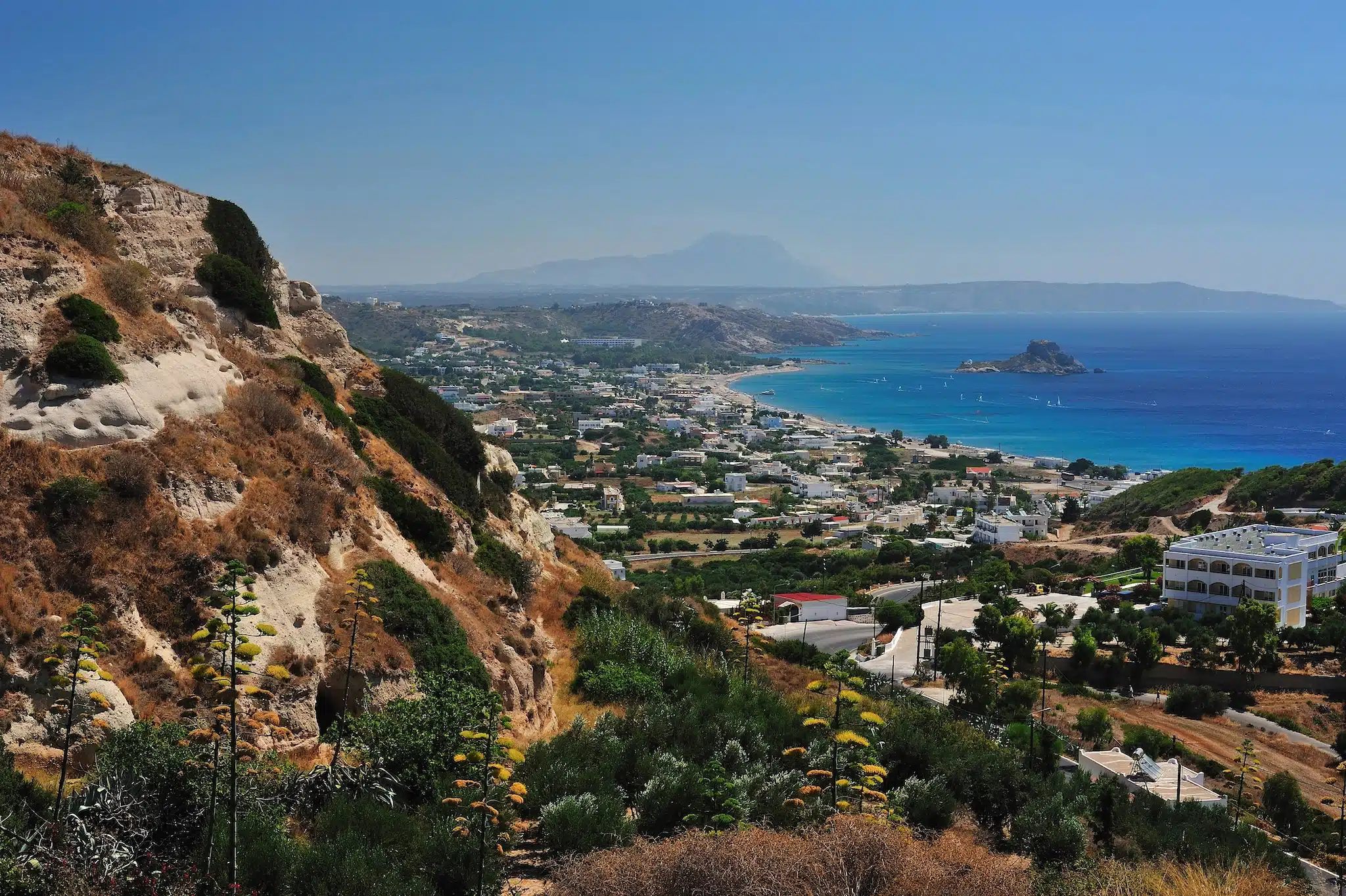 Kos vue panoramique sur Kéfalos depuis la montagne